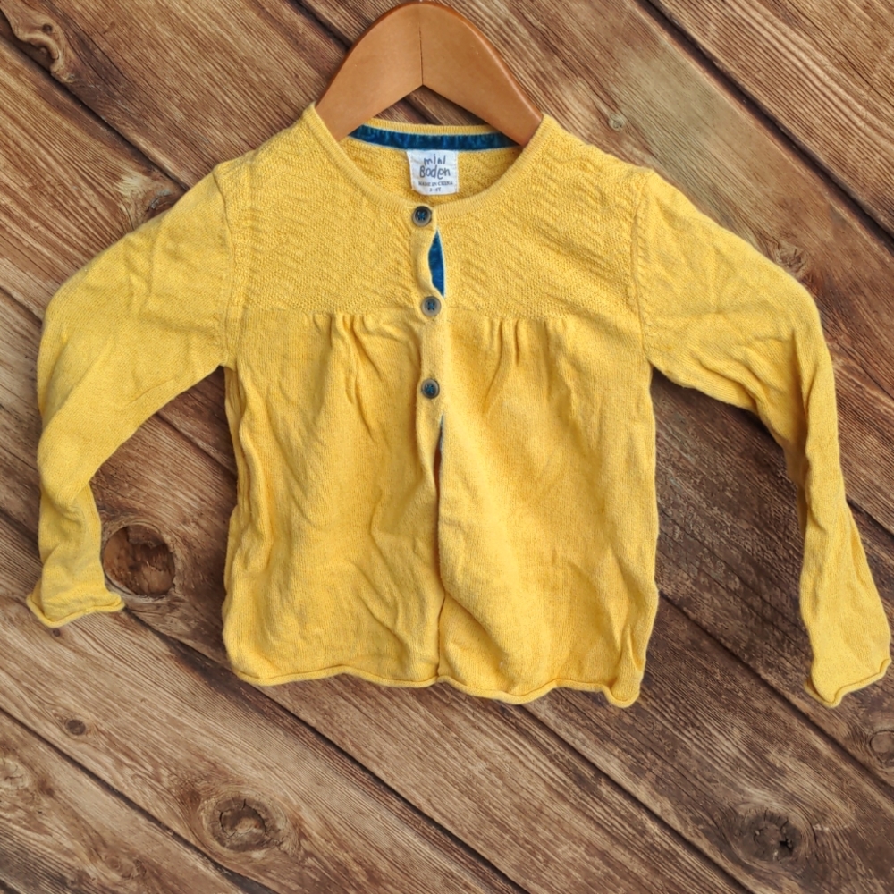 Boden Cardigan Yellow Button Sweater Age 3-4